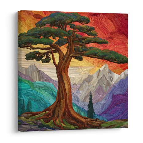 WANDBILD MAJESTÄTISCHER LEBENSBAUM IM MORGENGRAUEN - BILDER BÄUME DES LEBENS - BILDER