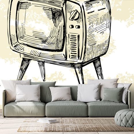 TAPETA RETRO TELEWIZOR - TAPETA W STYLU VINTAGE I RETRO - TAPETY