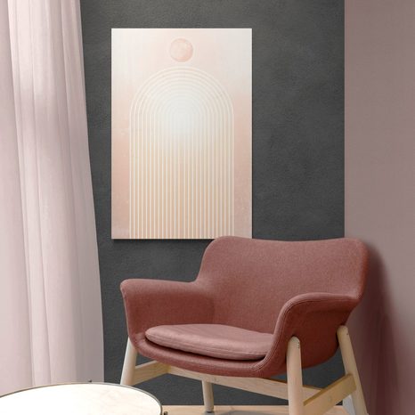 OBRAZ MODERNÍ BROSKVOVÁ DUHA MID-CENTURY - ABSTRAKTNÍ OBRAZY - OBRAZY