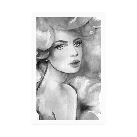 POSTER SCHÖNHEIT EINER FRAU IN SCHWARZ-WEISS - SCHWARZ-WEISS - POSTER