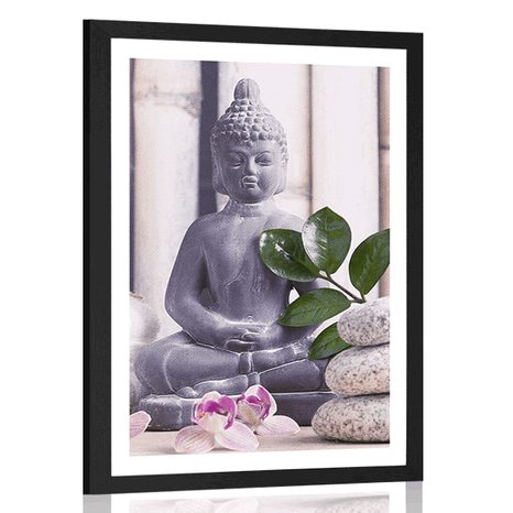 POSTER MIT PASSEPARTOUT WELLNESS-BUDDHA - FENG SHUI - POSTER