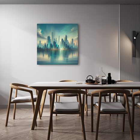 OBRAZ ODRAZ MĚSTA NA HLADINĚ - OBRAZY MĚSTA - OBRAZY