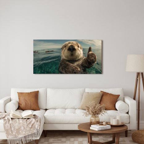 WANDBILD WASSERSPASS MIT OTTER - BILDER TIERE - BILDER
