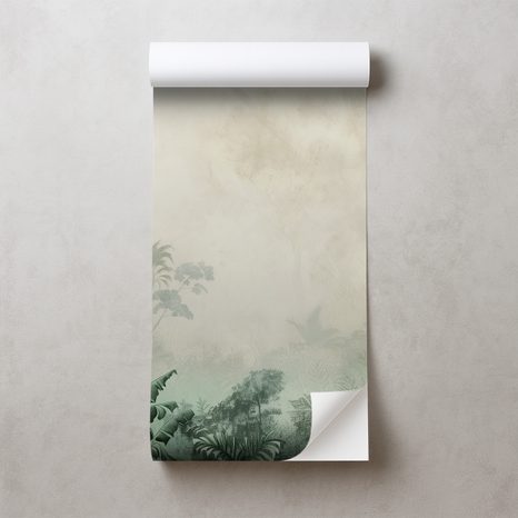 TAPET AUTOADEZIV JUNGLĂ VERDE ÎN CEAȚĂ - TAPET JUNGLĂ - TAPETURI