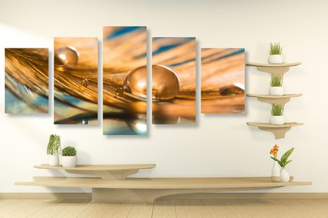 5 RÉSZES KÉP VÍZ CSEPP ÉS ARANY TOLL - CSENDÉLET KÉPEKEN - KÉPEK