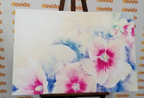 WANDBILD AQUARELLILLUSTRATION VON ROSA BLUMEN - BILDER BLUMEN - BILDER