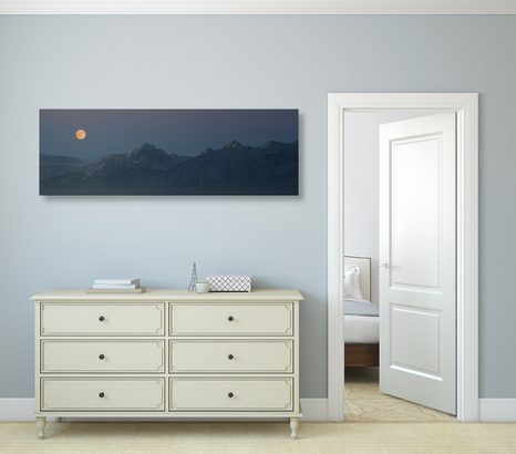 QUADRO SU TELA – LUNA PIENA SOPRA LE MONTAGNE - QUADRI DI NATURA E PAESAGGIO - STAMPE E QUADRI