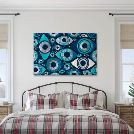 TABLEAU SUR TOILE – YEUX TURQUOISE ABSTRAITS - TABLEAUX PAR THÈME - TABLEAUX