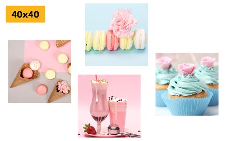 SET OBRAZOV SLADKÁ POCHÚŤKA S NÁPOJOM - ZOSTAVY OBRAZOV - OBRAZY
