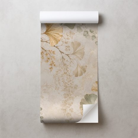 ZELFKLEVEND FOTOBEHANG GOUDEN GINKGOBLADEREN IN GLAMOURSTIJL - FOTOBEHANG BLADEREN - FOTOBEHANG