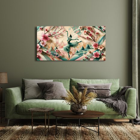 KÉP ABSZTRAKT BALERINA VIRÁGOK KÖZÖTT - NŐKET ÁBRÁZOLÓ KÉPEK - KÉPEK