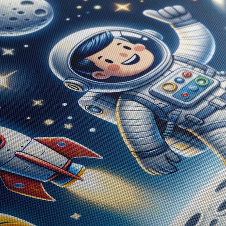 QUADRO SU TELA – PICCOLO ASTRONAUTA IN MISSIONE AVVENTUROSA - QUADRI SPAZIALI PER BAMBINI - STAMPE E QUADRI