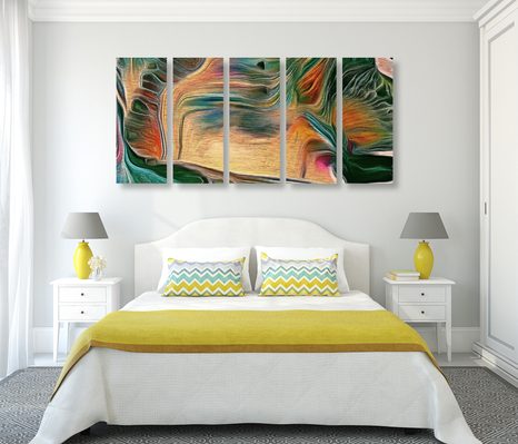 5-DÍLNÝ OBRAZ PSYCHADELICKÁ ABSTRAKCE - ABSTRAKTNÍ OBRAZY - OBRAZY