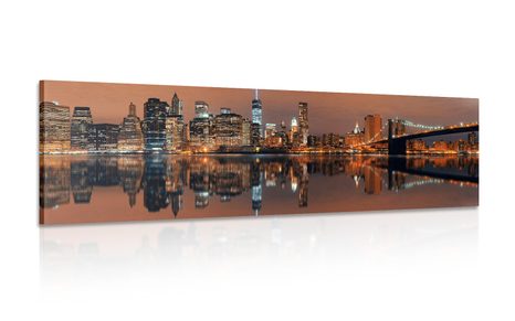 CANVAS PRINT REFLECTION OF MANHATTAN IN THE WATER