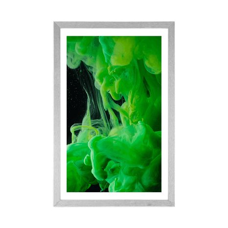 PLAKAT S PASPARTUOM ZELENE TEKUĆE BOJE - APSTRAKTNI I S UZORKOM - PLAKATI