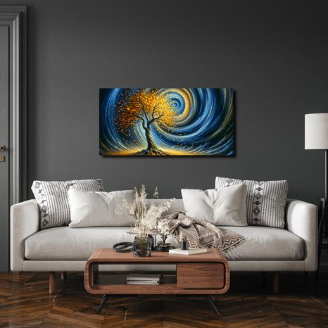 KÉP VARÁZSLATOS ÖRVÉNY ARANY LEVELEKKEL - ÉLETFÁK KÉPEK - KÉPEK