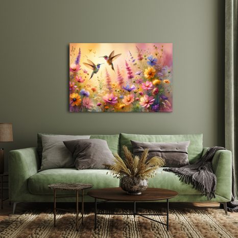 TABLEAU SUR TOILE – COLIBRIS ET FLEURS - TABLEAUX - 🔥 VENTE TOTALE