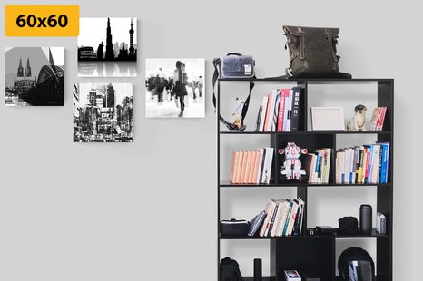 SET OBRAZŮ ŽIVOT VE VELKOMĚSTĚ V ČERNOBÍLÉM PROVEDENÍ S ABSTRAKTNÍM NÁDECHEM - SESTAVY OBRAZŮ - OBRAZY