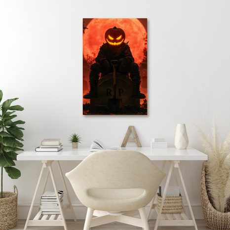 WANDBILD HALLOWEEN-SCHRECKEN UNTER ROTEM MOND - HALLOWEEN- UND HORROR-BILDER - BILDER