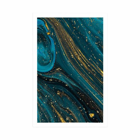 POSTER SMARAGDE ABSTRAKTION - ABSTRAKT UND GEMUSTERT - POSTER