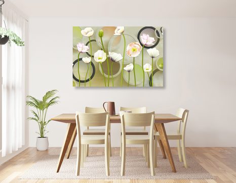 SLIKA BEL MAK NA ABSTRAKTNEM OZADJU - SLIKE ROŽ - SLIKE