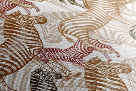 WANDBILD REICH DER ZEBRAS - WANDBILDER ZEBRAS UND GIRAFFEN - BILDER