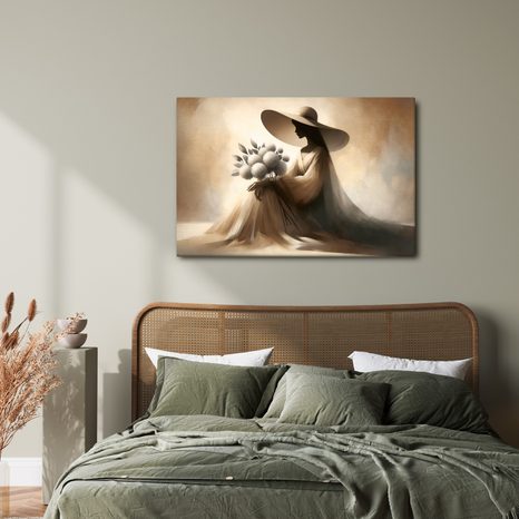 OBRAZ SILUETA ŽENY S KVĚTINAMI - OBRAZY ŽENY - OBRAZY
