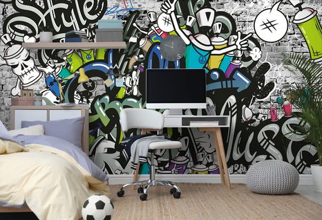 TAPETA STYLOVÁ GRAFFITI STĚNA - STREET ART TAPETY - TAPETY