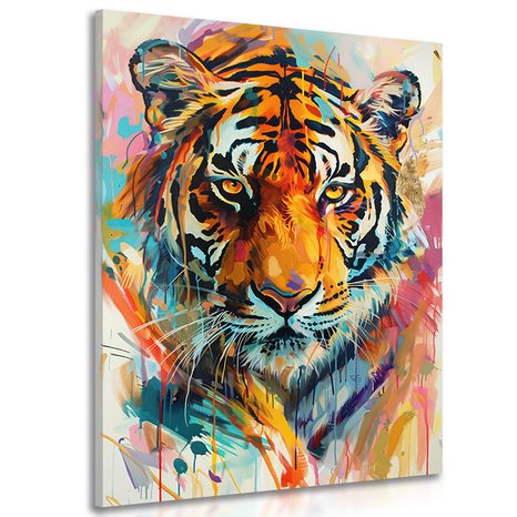 WANDBILD TIGER ALS GEMÄLDE-NACHAHMUNG - BILDER VON LÖWEN UND TIGERN - BILDER