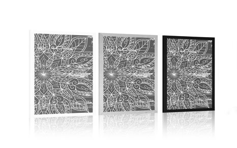 PLAKÁT TEXTURA MANDALY V ČERNOBÍLÉM PROVEDENÍ - FENG SHUI - PLAKÁTY