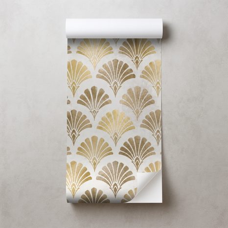 SAMOLJEPLJIVA TAPETA ZLATNE ART DECO ŠKOLJKE - TAPETE S UZORKOM - TAPETE