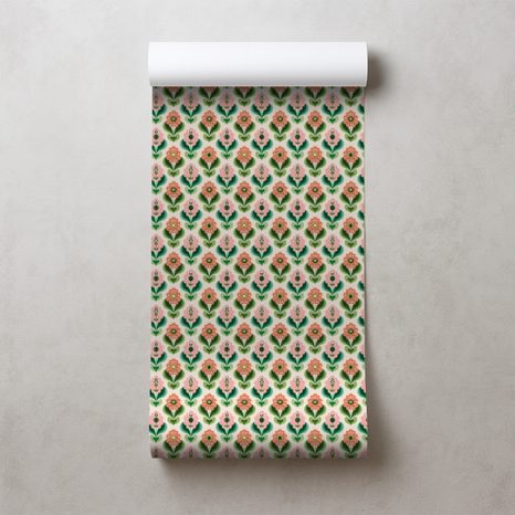 TAPETA RETRO KVĚTINOVÝ VZOR V PASTELOVÝCH TÓNECH - VZOROVANÉ TAPETY - TAPETY