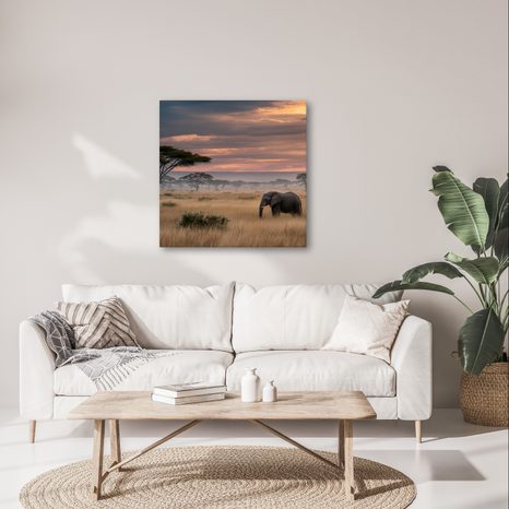 WANDBILD AFRIKANISCHE LANDSCHAFT MIT AKAZIE - BILDER VON ELEFANTEN - BILDER