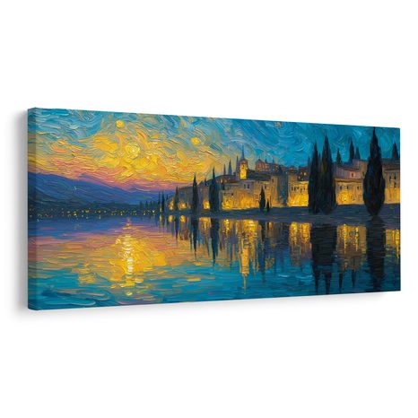 WANDBILD ABENDLICHE STADTLICHTER - BILDER VON STÄDTEN - BILDER