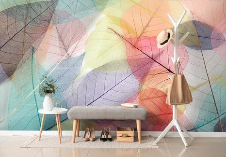 SELBSTKLEBENDE TAPETE ADERN AUF FARBIGEN BLÄTTERN - SELBSTKLEBENDE TAPETEN - TAPETEN