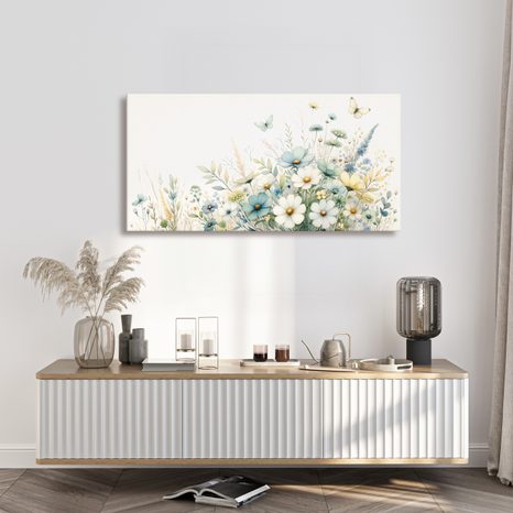 WANDBILD PASTELLFARBENE WILDBLUMEN - BILDER BLUMEN - BILDER