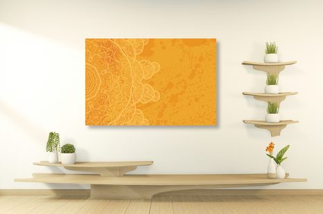 WANDBILD ORANGE ARABESKE AUF ABSTRAKTEM HINTERGRUND - BILDER MIT FENG SHUI-MOTIVEN - BILDER