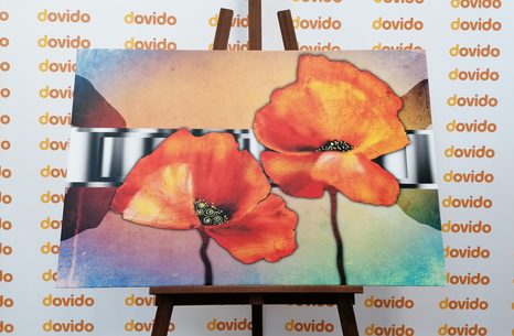 KÉP NARANCSSÁRGA PIPACS VIRÁG KELETI STÍLUSBAN - VIRÁGMINTÁS KÉPEK - KÉPEK