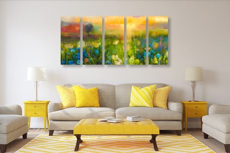 5-RÉSZES KÉP OLAJFESTMÉNY RÉTI VIRÁGOK - TERMÉSZET- ÉS TÁJKÉPEK - KÉPEK