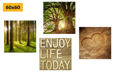 SET OBRAZOV VÁNOK PRÍRODY S NÁPISOM - ZOSTAVY OBRAZOV - OBRAZY