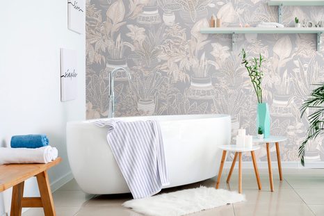 TAPETA BOTANICKÝ MOTIV V ŠEDO-BÉŽOVÉM ODSTÍNU - TAPETY LISTY - TAPETY