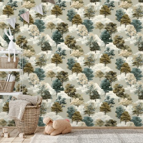 TAPETA AKVARELOVÉ STROMY V ZEMITÝCH TÓNECH - VZOROVANÉ TAPETY - TAPETY