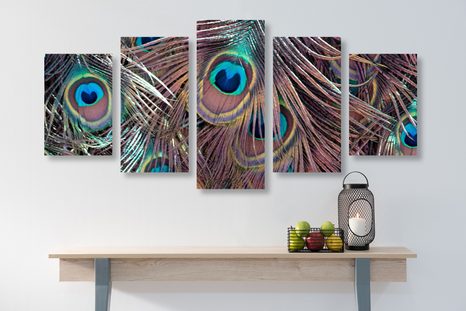 TABLOU 5-PIESE PANĂ DE PĂUN - TABLOURI CU COLȚURI DE LINIȘTITE - TABLOURI