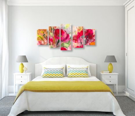 5-DIELNY OBRAZ ZAUJÍMAVÉ KVETINOVÉ ZÁTIŠIE - OBRAZY KVETOV - OBRAZY