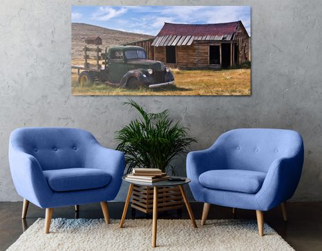 OBRAZ AUTO V MALEBNÉ PŘÍRODĚ - VINTAGE A RETRO OBRAZY - OBRAZY