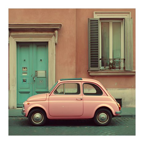 OBRAZ PASTELOVÝ AUTOMOBIL A DVEŘE - OBRAZY AUT - OBRAZY