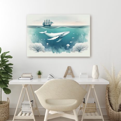 OBRAZ VELRYBA A KORÁLY POD HLADINOU - OBRAZY VELRYBY - OBRAZY