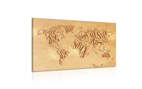 OBRAZ MODERNÍ MAPA SVĚTA NA VINTAGE PODKLADĚ - OBRAZY MAPY - OBRAZY