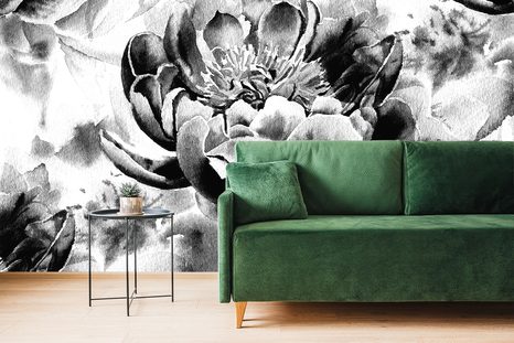 ÖNTAPADÓ TAPÉTA BAZSARÓZSA FEKETE FEHÉRBEN - ÖNTAPADÓ TAPÉTÁK - TAPÉTÁK