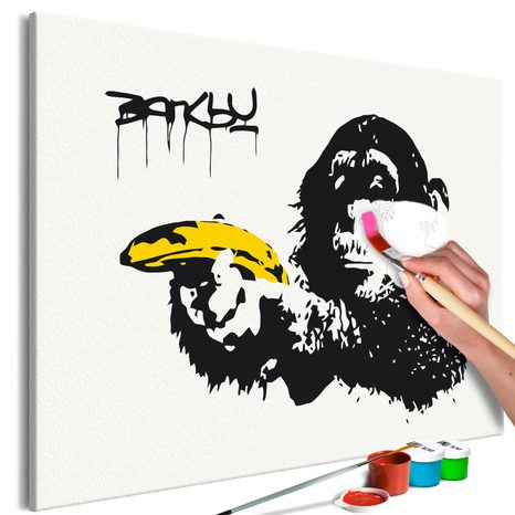 PICTURE PAINTING BY NUMBERS MONKEY WITH BANANA BANKSY